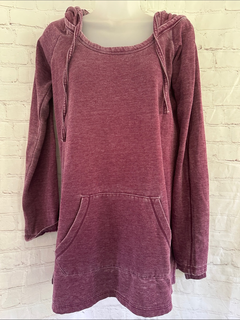 Marc New York Performance Washed Maroon Pullover Hoodie Tunic size L